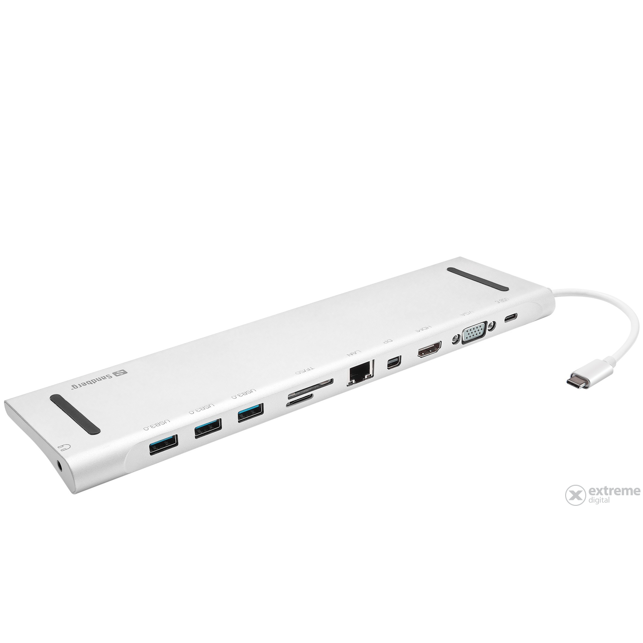 Sandberg  USB-C All-in-1 dock stanica (USB-C / HDMI+DP+Dsub+USB3.0+USB-C+RJ45+Audio+SD kim.)