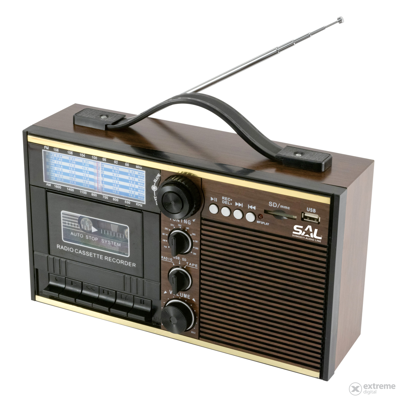 SAL RRT 11B Retro kazetový přehrávač a rádio MP3, USB