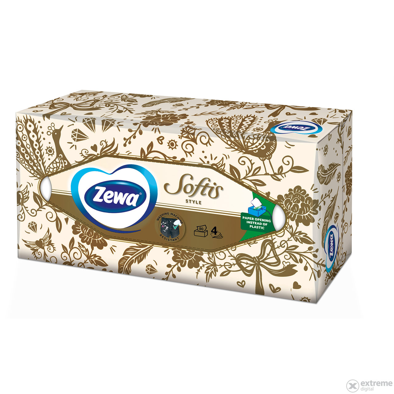 Zewa Softis Style u kutiji papirnati rupčići bez mirisa, 4 sloja, 80 kom