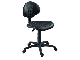 "1290" radna stolica s naslonom za leđa, crna plastična površina za sjedenje i naslon, plinska dizalica