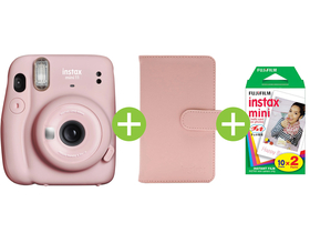 Fujifilm Instax Mini 11 фотоапарат, 2x10 филма и албум, розов руж