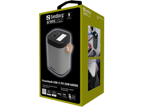 Sandberg Akkubank - Powerbank USB-C PD 20W 60000 (Outdoor; LED Lampe; 2xUSB-A+USB-C)