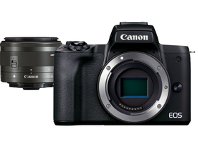 Canon EOS M50 Mark II MILC fotoaparát, vlogger kit (15-45mm IS STM objektiv + Joby Gorilla 1000 + Rode Videomicro + 32GB Class10)