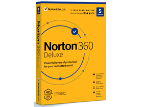 Norton 360 Deluxe 50GB felhőalapú biztonsági mentés, 1 felhasználó, 5 eszköz, 12 hónap