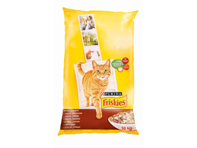 Friskies teljes értékű állateledel felnőtt macskák számára, hússal, csirke és zöldségekkel (10kg)