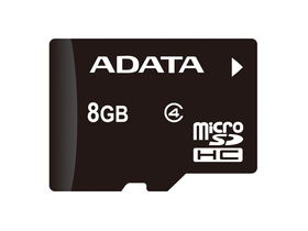 Adata 8GB microSDHC memóriakártya + adapter, Class 4 (AUSDH8GCL4-RA1)