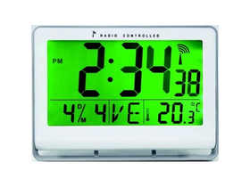 Radijski kontrolirani zidni sat, LCD zaslon, 22x20 cm, ALBA "Horlcdnew", srebrna