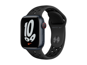Apple Watch Nike Series 7 GPS + Cellular 41 mm, Nachtschwarz mit schwarzem Nike Sportarmband