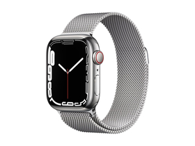 Apple Watch Series 7 (GPS + Cellular) 45mm, silber mit Milanaise-Armband silber (MKJW3FD)