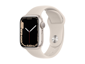 Apple Watch Series 7 GPS + Cellular 45mm, Hviezdne biely hliník s bielym športovým remienkom