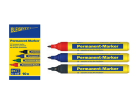 Bleispitz Permanent-Marker, schwarz, rund, 10er Pack
