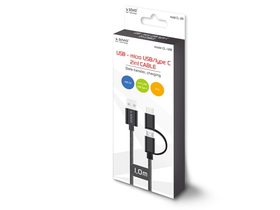 Savio CL-128 2in1 micro USB/Type C kabel, 1m