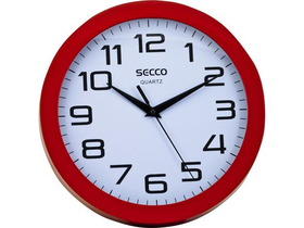 Secco "Sweep second" 25cm zidni sat, crveni okvir