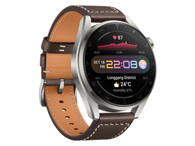 Huawei Watch 3 Pro smart hodinky, Titanium Grey, s hnedým koženým remienkom (48mm)