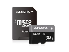 Adata 64GB microSDHC memóriakártya + adapter Class 10, UHS-I (AUSDX64GUICL10-RA1) 