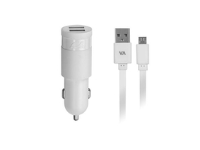 Rivacase "VA 4223 WD1" 2xUSB 3,4A nabíječka do auta, micro USB kabel, bílá
