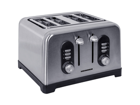 Heinner HTP-BK1400XMC Toaster, 1400 W, 4 Scheiben, 6 Bräunungsstufen, Edelstahl