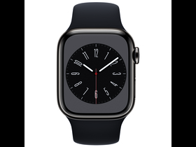 Apple Watch Series 8 Cellular, 45 mm, grafitno kućište od nehrđajućeg čelika, s ponoćno crnim sportskim remenom