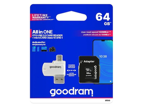 GoodRam All In One TransFlash 64GB microSDHC Evo  memorijska kartica, Class 10, UHS-1 + SD adapter + USB  čitač kartice