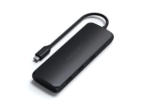 Satechi Aluminium USB-C Hybrid Multiport Adapter mit SSD Speicherfach, HDMI 4K, 2 x USB-A 3.1 Gen 2 bis zu 10 Gbps, schwarz