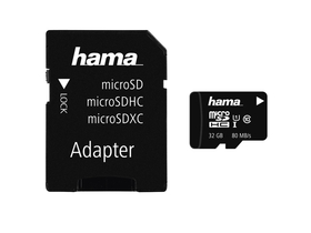 Hama microSDHC Speicherkarte, 32GB, UHS, Class 10 + Adapter