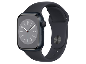 Apple Watch Series 8 GPS, 41 mm, Aluminiumgehäuse in Mitternachtsschwarz, mit Sportarmband in Mitternachtsschwarz