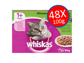Whiskas nedves macskaeledel, halas-húsos mix válogatás, 48x100 g