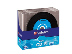 CD disk Verbatim 700 MB, 80min, 52x, u slim kutiji, Vinyl - izgled bakelit ploče 10 komada