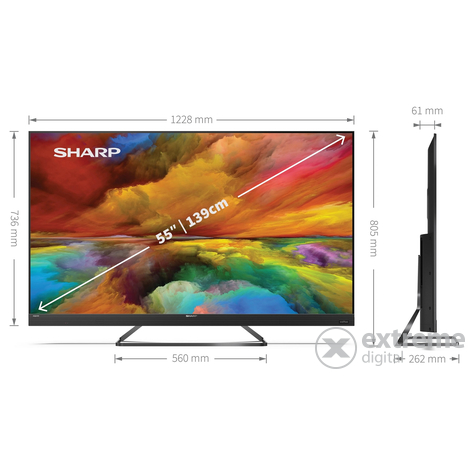 SHARP 55EQ3EA QLED 4K Ultra HD Android Smart LED televízor, 139 cm