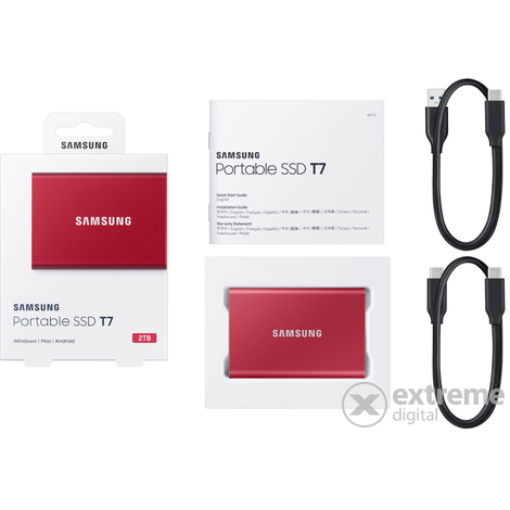 Samsung 2TB - MU-PC2T0R/WW externý SSD disk (T7 Touch external, červený, USB 3.2, 2TB)
