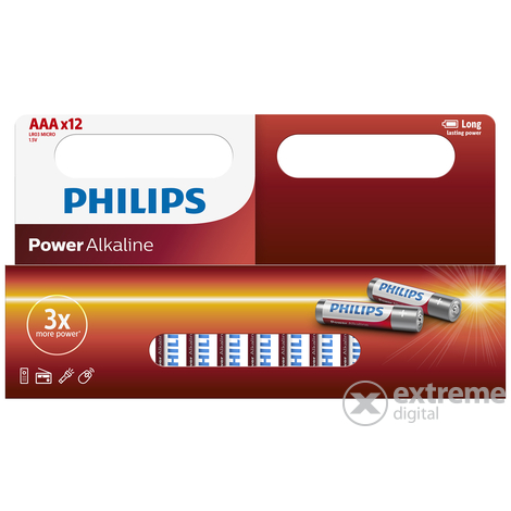 PHILIPS LR03P12W/10 Power Alkaline AAA elem, 12 db