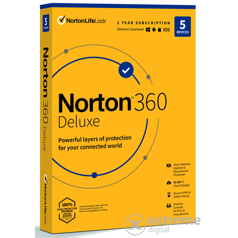 Norton 360 Deluxe 50GB felhőalapú biztonsági mentés, 12 hónap