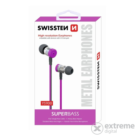 Swissten Superbass YS900 fülhallgató, pink