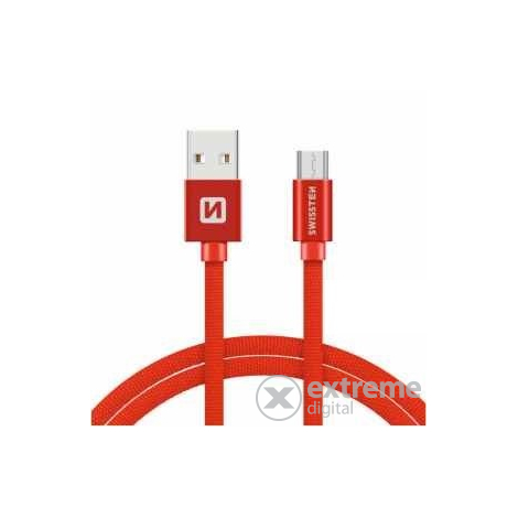 Swissten USB - micro USB adat- és töltőkábel, piros, 3 m