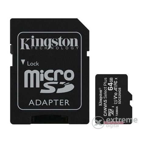 Kingston Canvas Select Plus 64GB MicroSDXC memorijska kartica + SD adapter, Class 10