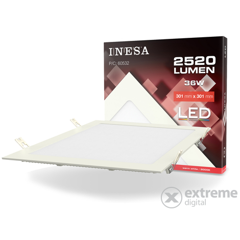 Inesa Beépíthető LED panel 36W, 2520LM, 3000K, 30×30cm, Szögletes