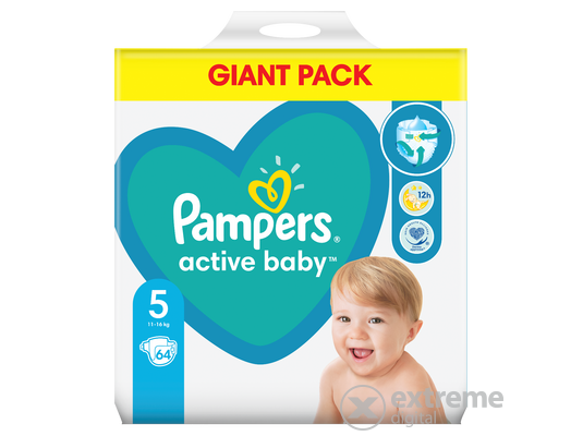Pampers Active Baby Giant Pack pelenka, 5-ös méret, 64 db