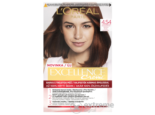 L`Oréal Paris Excellence krémes, tartós hajfesték, 4.54 rezes mahagóni