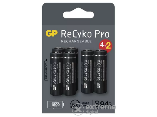 GP ReCyko Pro NiMH tölthető akkumulátor, HR6 (AA) 2000mAh, 6db (B2220V)