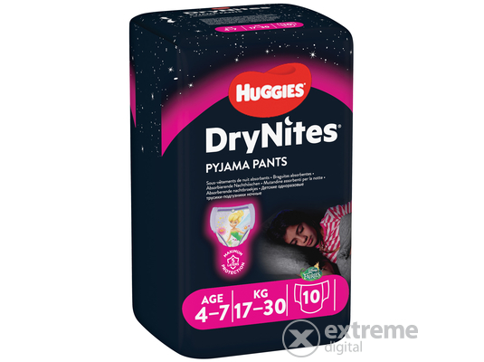 Huggies DryNites éjszakai pelenka, 4-7 év, 17-30 kg, lány, 10 db