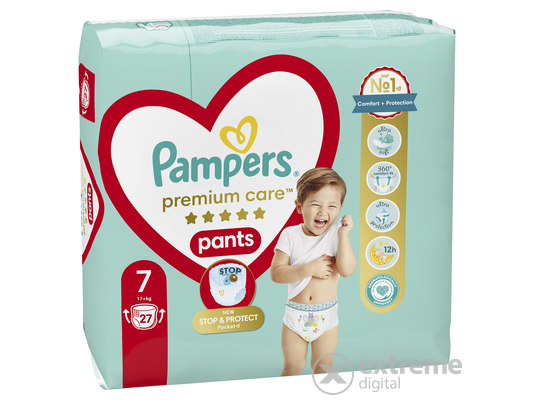 Pampers Premium Care bugyipelenka, 7-es méret, 17kg+, 27db