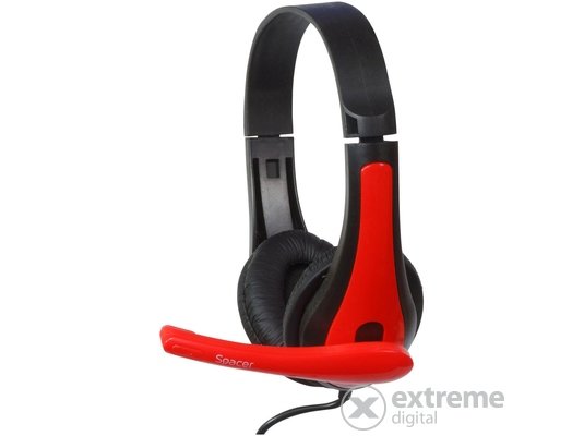 Spacer SPK-507 mikrofonos fejhallgató, Stereo, 3.5 mm, Piros/Fekete