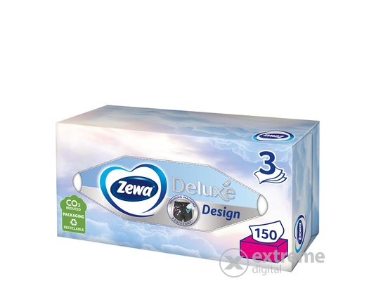 Zewa Deluxe Design dobozos illatmentes papír zsebkendő, 3 rétegű, 150 db